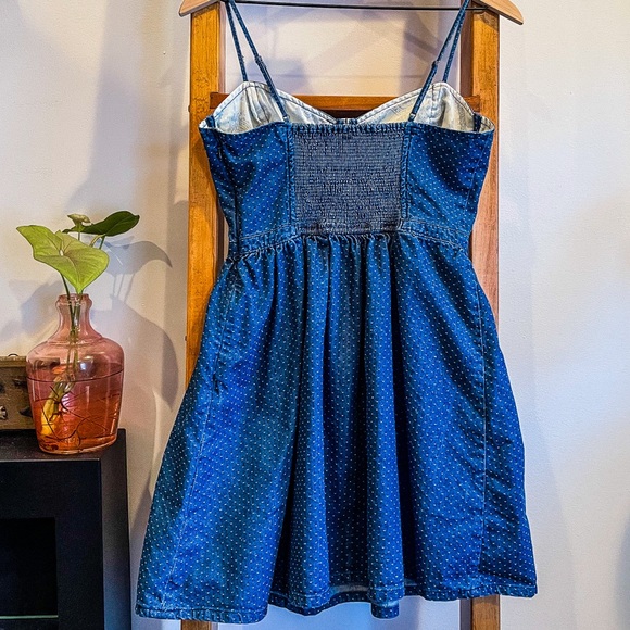 Free People SZ S Polka Dot Denim Baby Doll Dress! - Picture 9 of 9